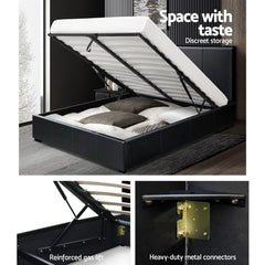 Artiss Bed Frame Queen Size Gas Lift Black NINO