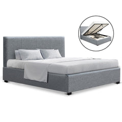 Artiss Bed Frame Queen Size Gas Lift Grey NINO