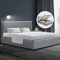 Artiss Bed Frame Queen Size Gas Lift Grey NINO