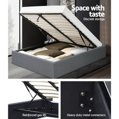 Artiss Bed Frame Double Size Gas Lift Base Grey TOKI