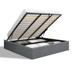 Artiss Bed Frame King Size Gas Lift Base Grey TOKI