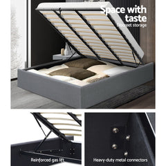 Artiss Bed Frame King Size Gas Lift Base Grey TOKI