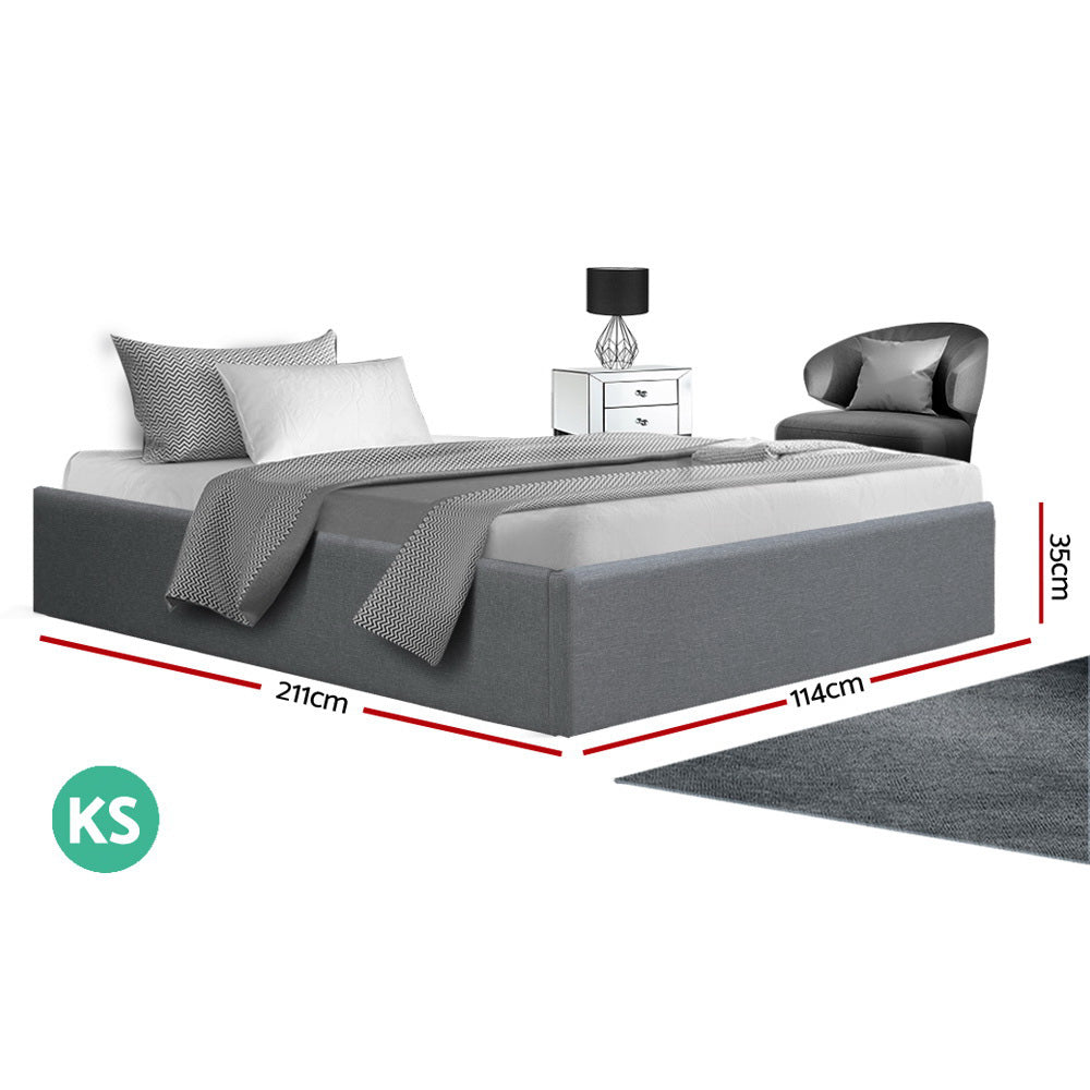 Artiss Bed Frame King Single Size Gas Lift Base Grey TOKI
