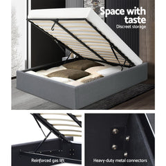 Artiss Bed Frame Queen Size Gas Lift Base Grey TOKI