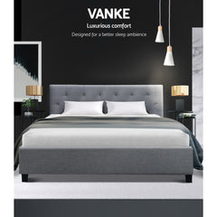 Artiss Bed Frame Double Size Grey VANKE