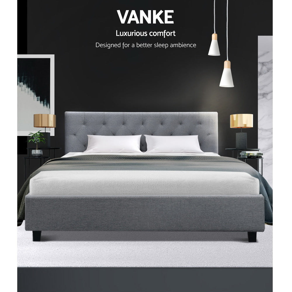 Artiss Bed Frame Queen Size Grey VANKE