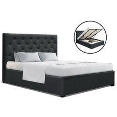 Artiss Bed Frame Double Size Gas Lift Charcoal VILA