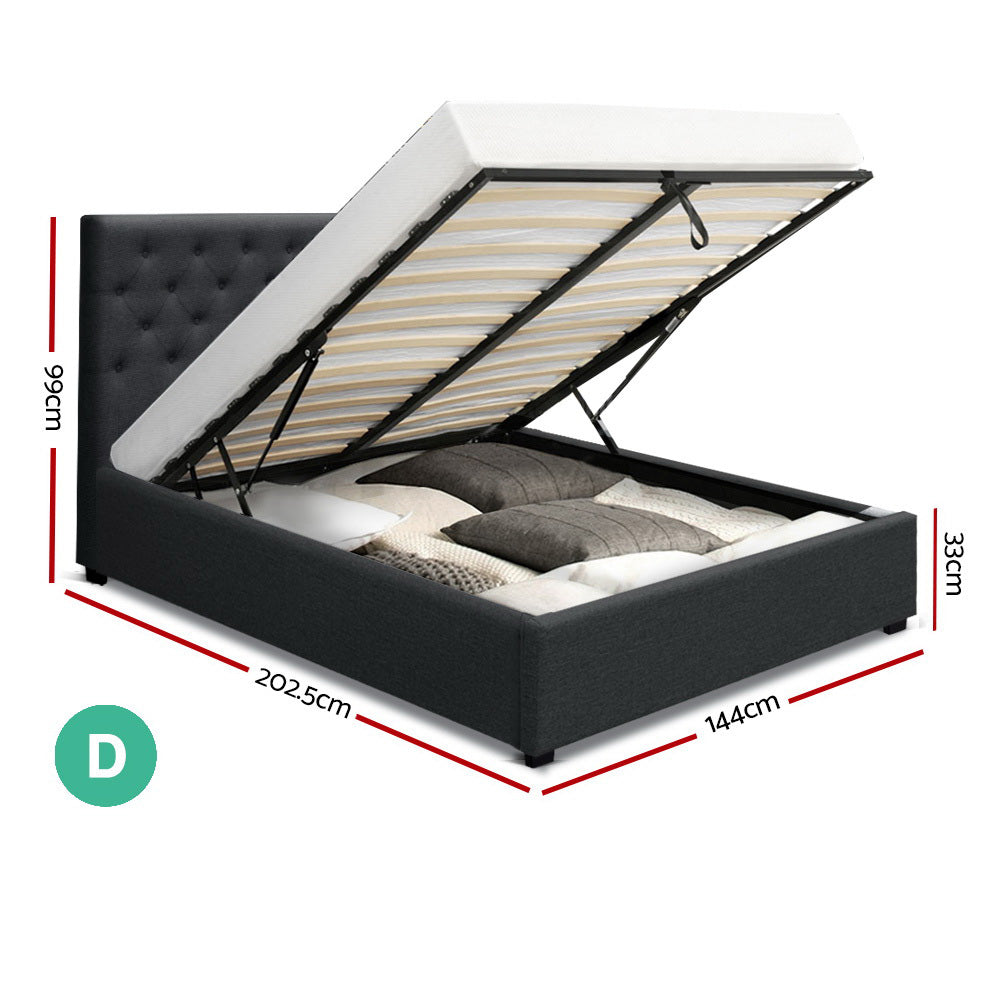 Artiss Bed Frame Double Size Gas Lift Charcoal VILA