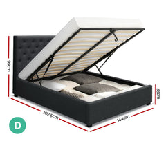 Artiss Bed Frame Double Size Gas Lift Charcoal VILA