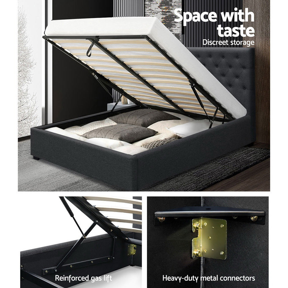 Artiss Bed Frame Double Size Gas Lift Charcoal VILA