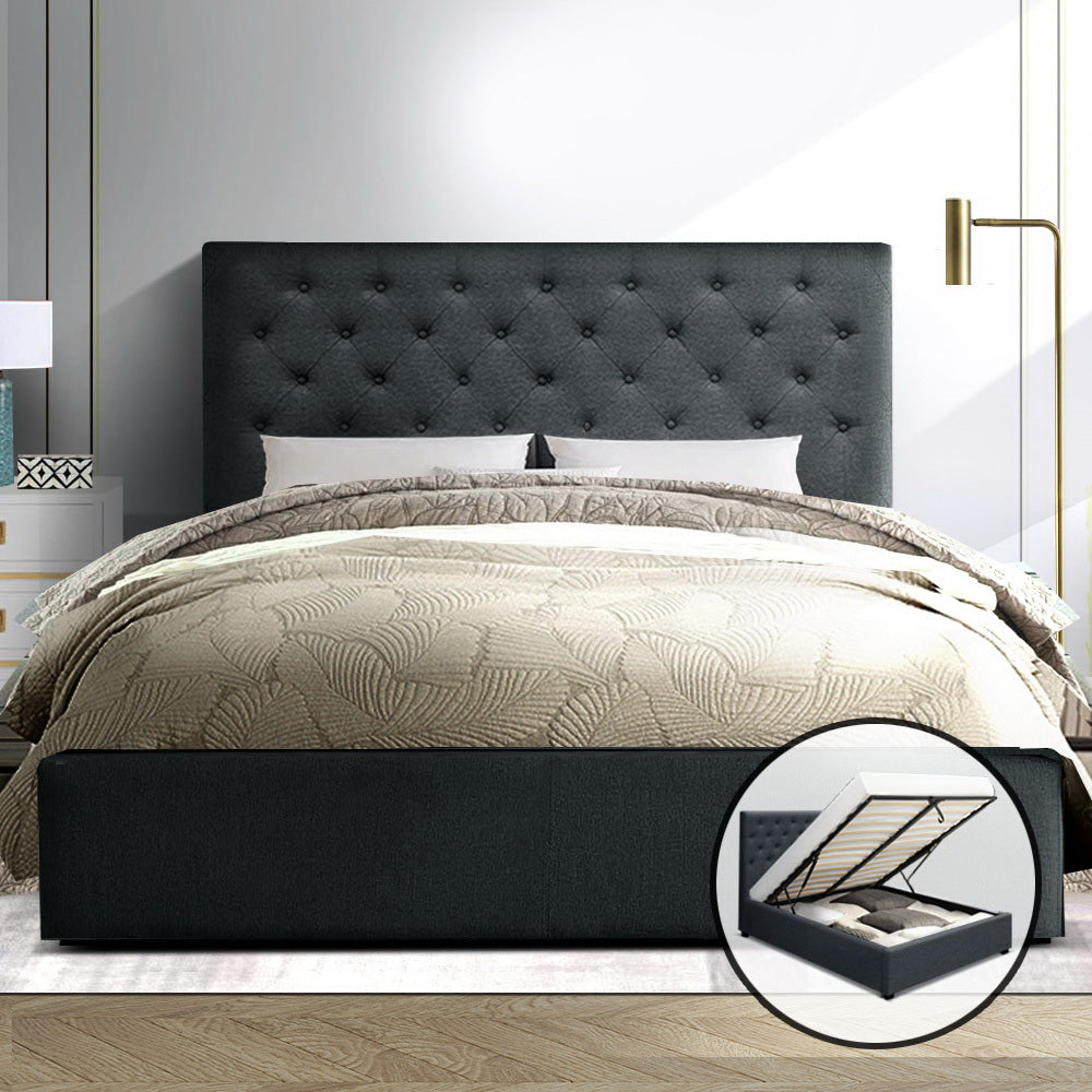 Artiss Bed Frame Double Size Gas Lift Charcoal VILA