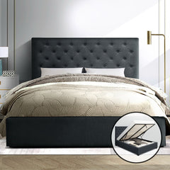 Artiss Bed Frame Double Size Gas Lift Charcoal VILA