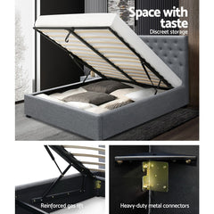 Artiss Bed Frame Double Size Gas Lift Grey VILA