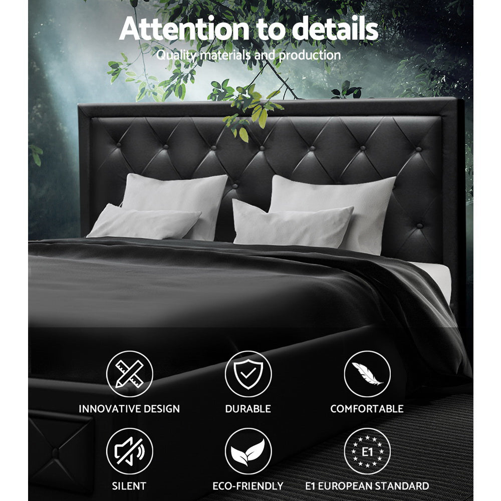 Artiss Bed Frame Queen Size Gas Lift Black TIYO