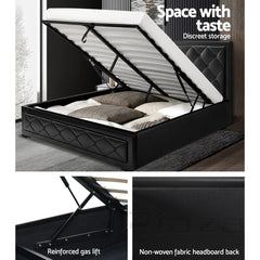 Artiss Bed Frame Queen Size Gas Lift Black TIYO