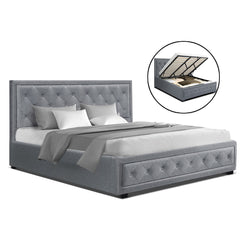 Artiss Bed Frame King Size Gas Lift Grey TIYO