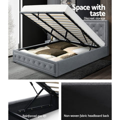 Artiss Bed Frame King Size Gas Lift Grey TIYO