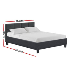 Tino Bed Frame Fabric - Charcoal Double