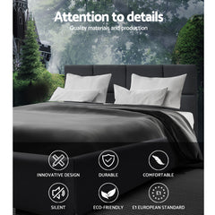 Tino Bed Frame Fabric - Charcoal Double