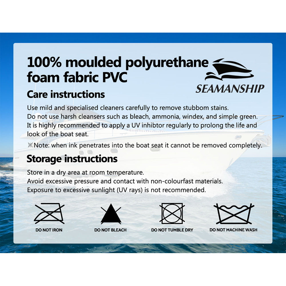 Seamanship 2X Folding Boat Seats Marine Seat Swivel Low Back 10cm Padding Grey