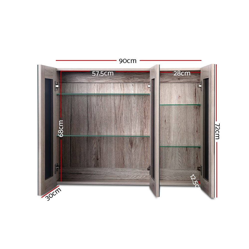 Cefito Bathroom Mirror Cabinet 900x720mm Oak