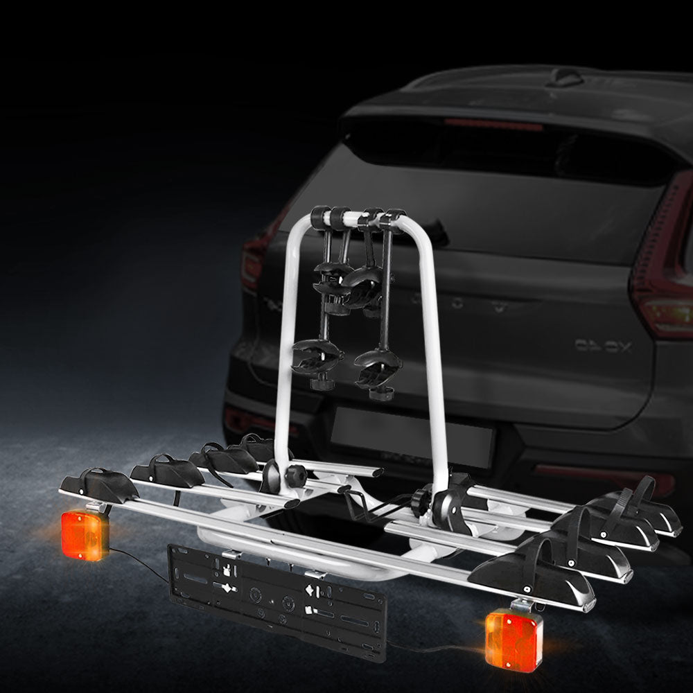 Giantz 4 Bicycle Bike Carrier Rack Car Towbar Hitch Ball Mount Tail light Silver