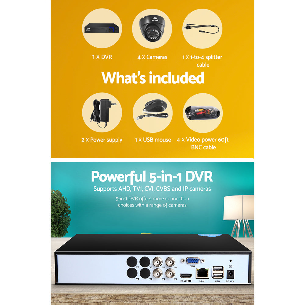 UL-tech CCTV Security System 4CH DVR 4 Cameras 1080p