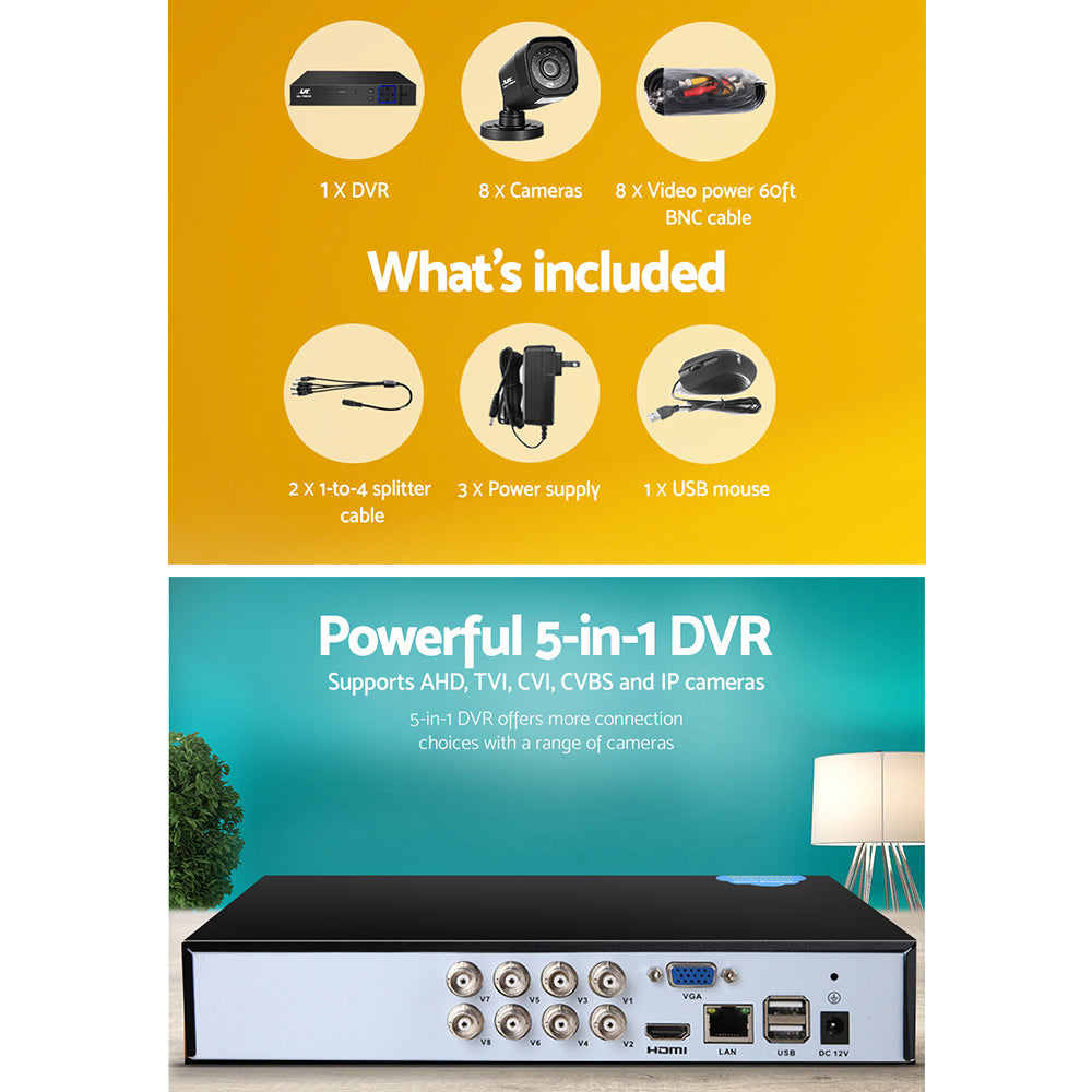 UL-tech CCTV Security System 8CH DVR 8 Cameras 1080p