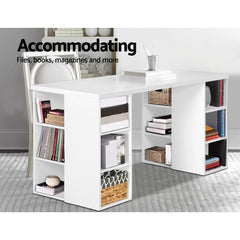 Artiss Computer Desk Bookshelf White 150CM