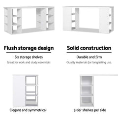 Artiss Computer Desk Bookshelf White 150CM