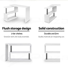 Artiss Computer Desk L-Shape Bookshelf White