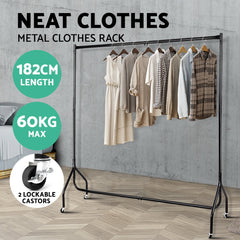 Artiss Clothes Rack Airer Coat Stand 6FT Rail Wheels