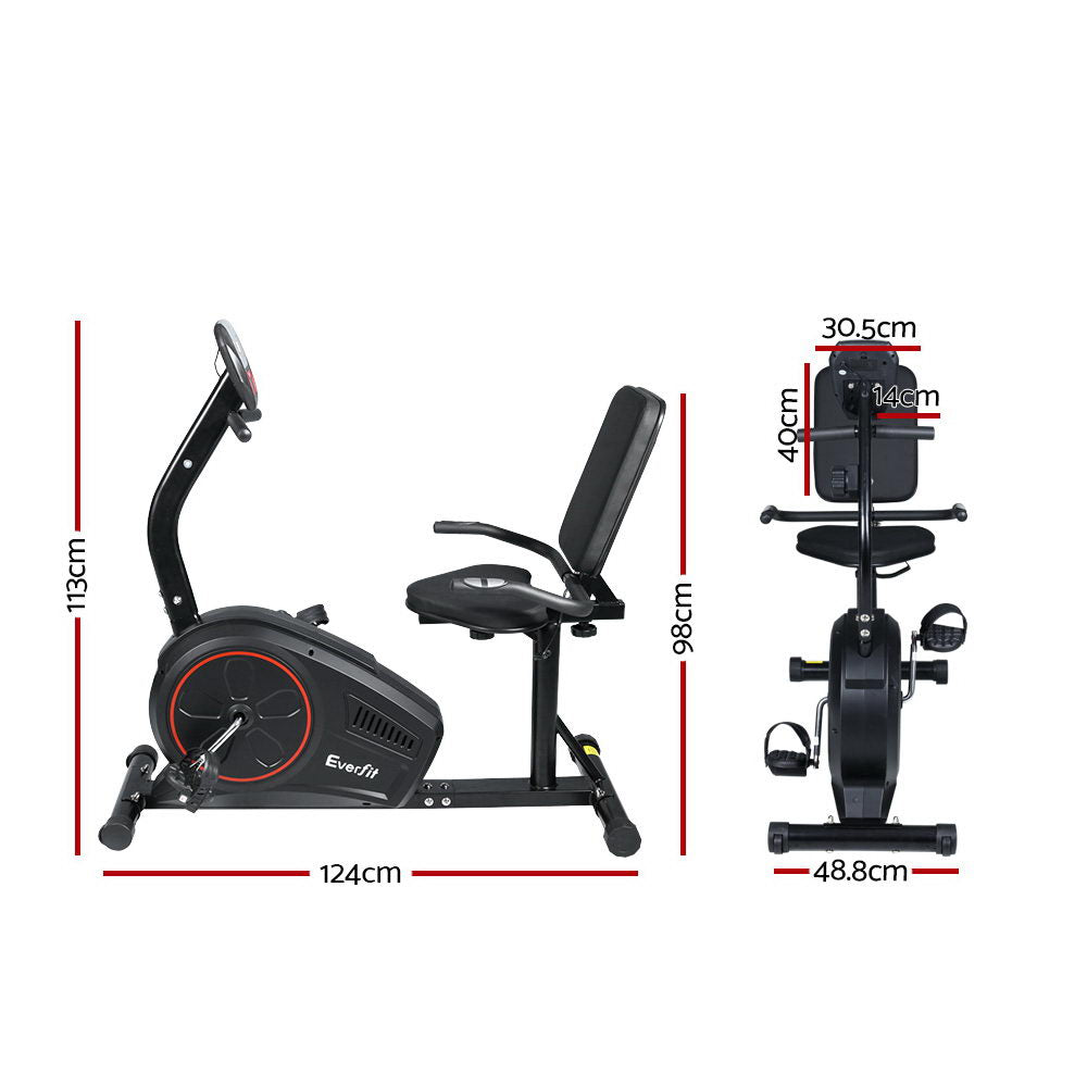 Everfit Exercise Bike Magnetic Recumbent Indoor Cycling Home Gym Cardio 8 Level