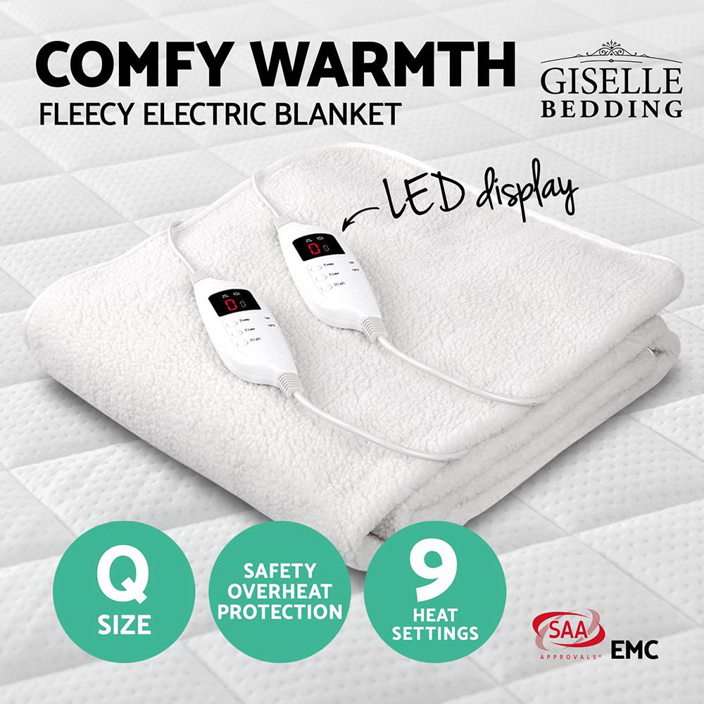 Giselle Bedding Queen Size Electric Blanket Fleece