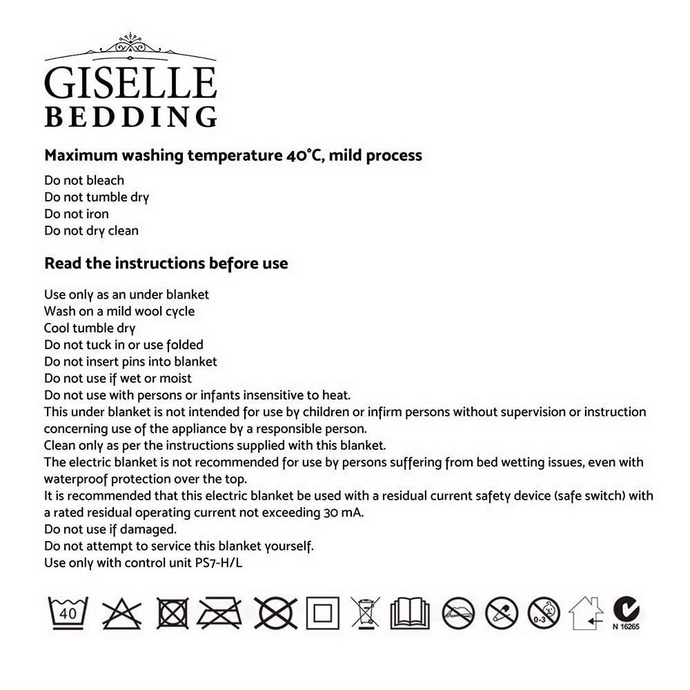 Giselle Bedding Single Size Electric Blanket Polyester
