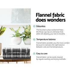 Giselle Bedding Electric Throw Rug Flannel Snuggle Blanket Washable Heated Grey and White Checkered