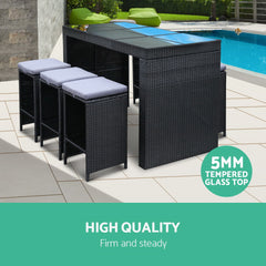Gardeon 7-Piece Outdoor Bar Set Dining Table Stools Wicker Patio Setting