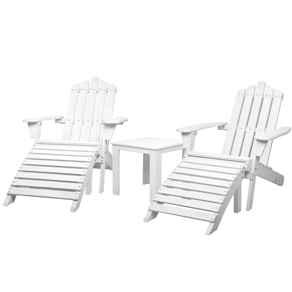 Gardeon Outdoor Sun Lounge Beach Chairs Table Setting Wooden Adirondack Patio Chair