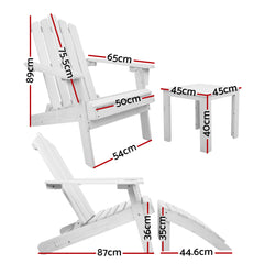 Gardeon Outdoor Sun Lounge Beach Chairs Table Setting Wooden Adirondack Patio Chair