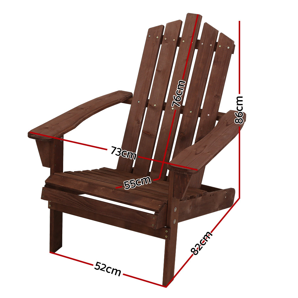 Gardeon Outdoor Sun Lounge Beach Chairs Table Setting Wooden Adirondack Patio Brown Chair