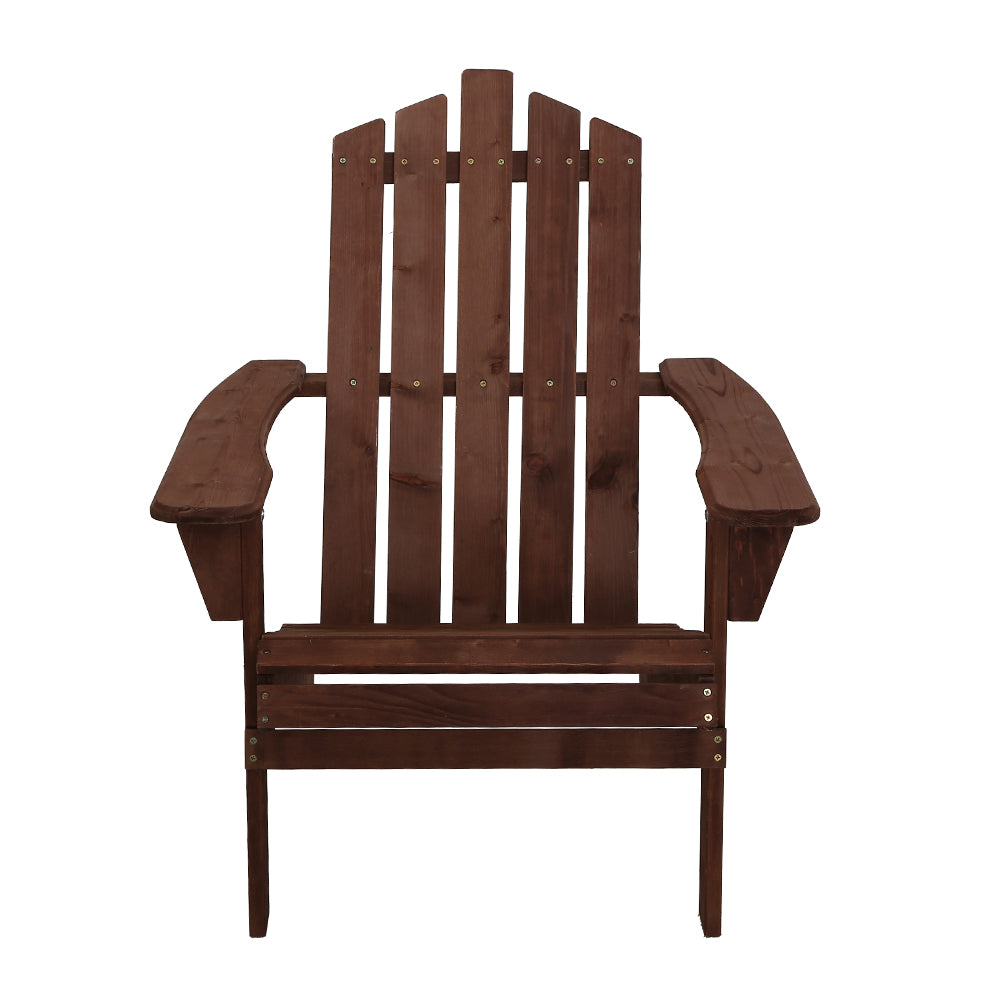 Gardeon Outdoor Sun Lounge Beach Chairs Table Setting Wooden Adirondack Patio Brown Chair