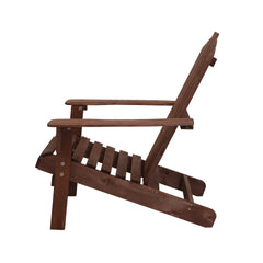 Gardeon Outdoor Sun Lounge Beach Chairs Table Setting Wooden Adirondack Patio Brown Chair