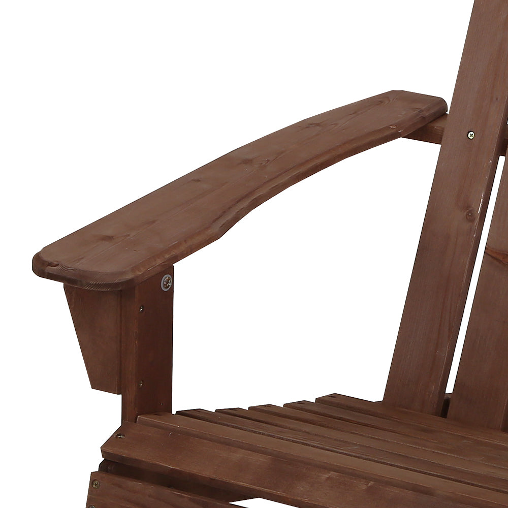 Gardeon Outdoor Sun Lounge Beach Chairs Table Setting Wooden Adirondack Patio Brown Chair