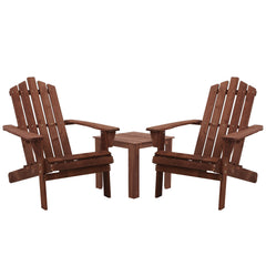 Gardeon Outdoor Sun Lounge Beach Chairs Table Setting Wooden Adirondack Patio Chair Brwon