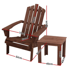 Gardeon Outdoor Sun Lounge Beach Chairs Table Setting Wooden Adirondack Patio Chair Brwon