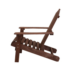 Gardeon Outdoor Sun Lounge Beach Chairs Table Setting Wooden Adirondack Patio Chair Brwon
