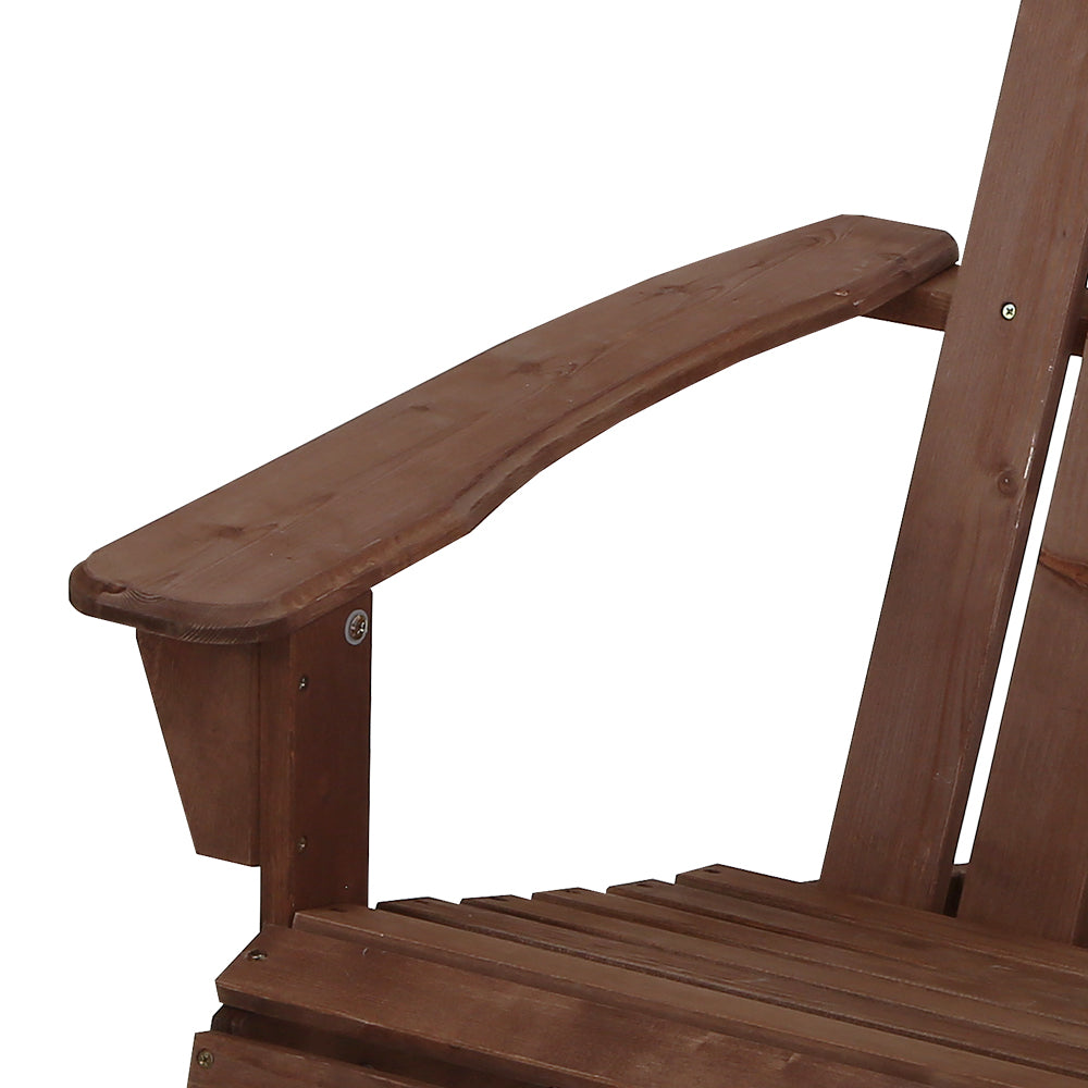 Gardeon Outdoor Sun Lounge Beach Chairs Table Setting Wooden Adirondack Patio Chair Brwon