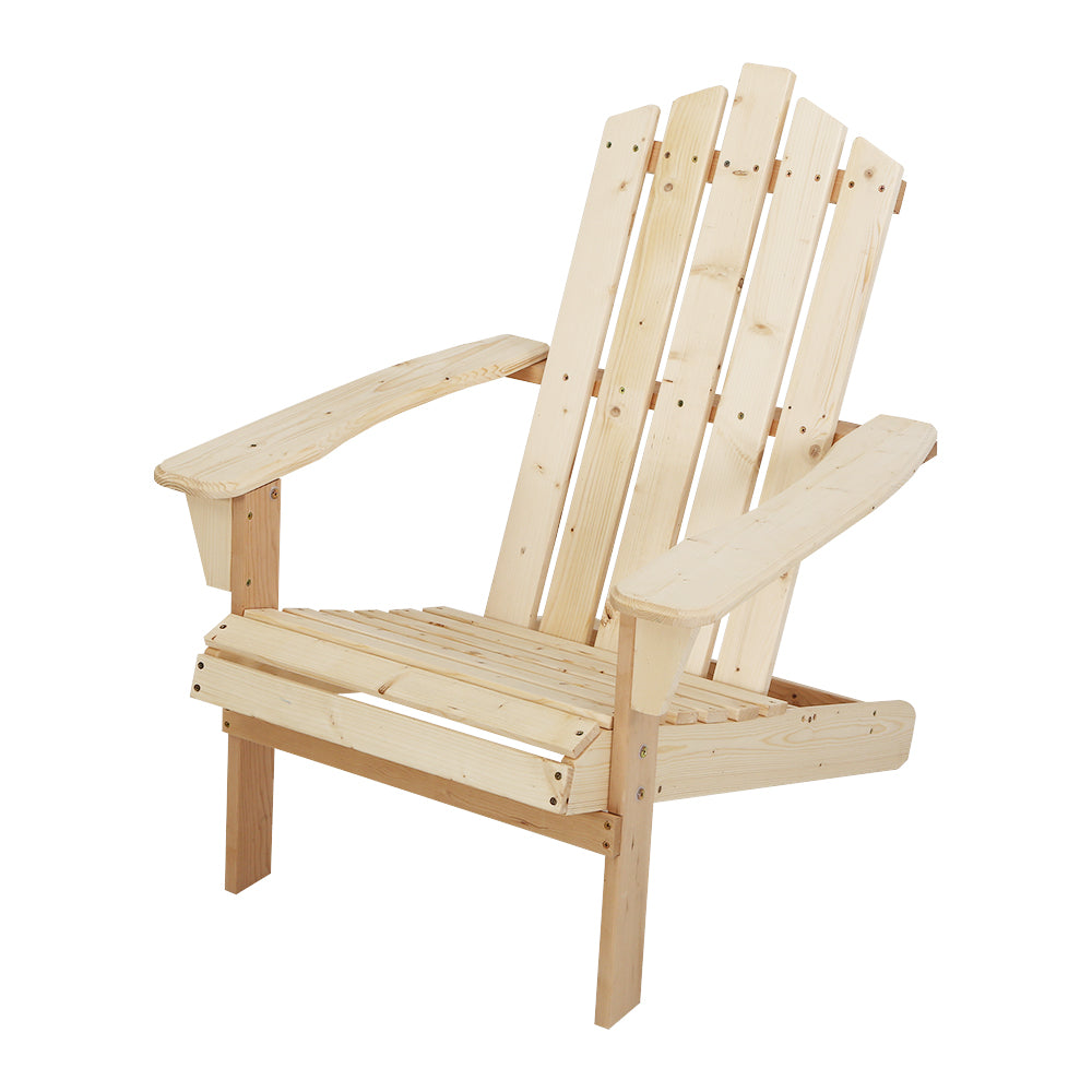 Gardeon Outdoor Sun Lounge Beach Chairs Table Setting Wooden Adirondack Patio Chair Light Wood Tone