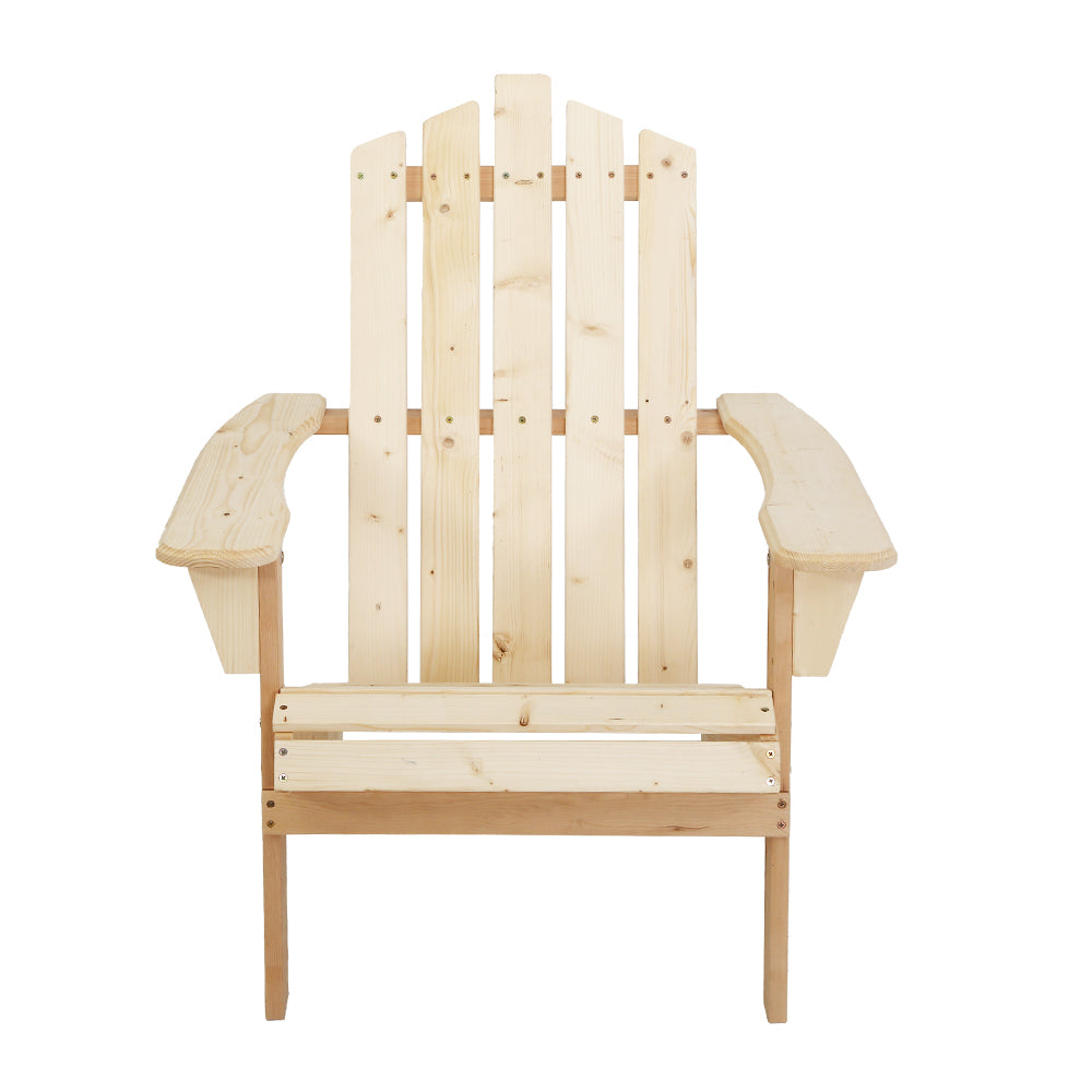 Gardeon Outdoor Sun Lounge Beach Chairs Table Setting Wooden Adirondack Patio Chair Light Wood Tone