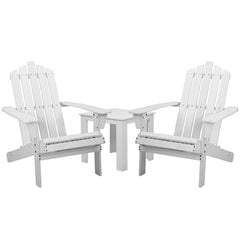 Gardeon Outdoor Sun Lounge Beach Chairs Table Setting Wooden Adirondack Patio Chair White